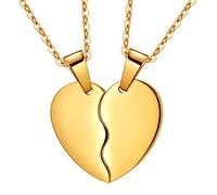 Broken Heart Necklace Women Men 316L Stainless Steel Best Friend BFF Foever Pendant 18k Gold Plated Two Half Hearts Pendants Lover Couples Jewelry SP0034K