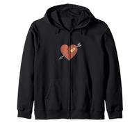 Broken Heart Romantic Love Arrow Zip Hoodie
