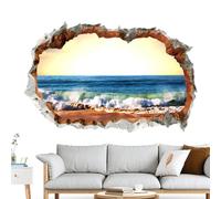 Broken Hole Wall Sticker, Sea Beach Wall Sticker, Landscape Beach Wall Picture