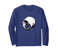 Broken Human Cranium Vintage Illustration Vectorized Long Sleeve T-Shirt