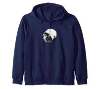 Broken Human Cranium Vintage Illustration Vectorized Zip Hoodie