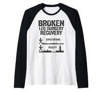 Broken Leg Surgery Recovery Get Well Injury Broken Leg Raglan Baseball Tee
