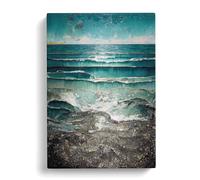 Broken Ocean Canvas Print | Gallery Wrapped 30mm Frame Wall Art | 30x20 inches | Ready to Hang | Modern Seascape Picture | Living Room Bedroom Lounge Office