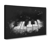 Broken Piano Keys Abstract Paint Splash Canvas Print | Gallery Wrapped 30mm Frame Wall Art | 30x20 inches | Ready to Hang | Abstract Music Picture | Living Room Bedroom Lounge Office