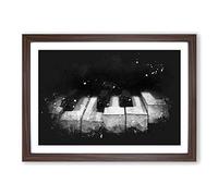 Broken Piano Keys Abstract Paint Splash Framed Print | A2 Walnut Framed Wall Art | Ready to Hang | Abstract Music Picture | Living Room Bedroom Lounge Office