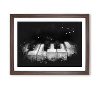 Broken Piano Keys Abstract Paint Splash Modern Art Framed Print | A2 Walnut Framed Wall Art | Ready to Hang | Abstract Music Picture | Living Room Bedroom Lounge Office