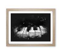 Broken Piano Keys Abstract Paint Splash Modern Art Framed Print | A4 Oak Framed Wall Art | Ready to Hang | Abstract Music Picture | Living Room Bedroom Lounge Office