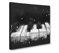 Broken Piano Keys Abstract Paint Splash Modern Canvas Wall Art Print Ready to Hang, Framed Picture for Living Room Bedroom Home Office Décor, 14x14 Inch (35x35 cm)
