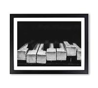Broken Piano Keys Abstract Painting Modern Art Framed Print | A2 Black Framed Wall Art | Ready to Hang | Abstract Music Picture | Living Room Bedroom Lounge Office