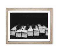 Broken Piano Keys Abstract Painting Modern Art Framed Print | A3 Oak Framed Wall Art | Ready to Hang | Abstract Music Picture | Living Room Bedroom Lounge Office