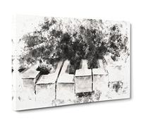 Broken Piano Keys Abstract Watercolour Canvas Print | Gallery Wrapped 30mm Frame Wall Art | 20x14 inches | Ready to Hang | Abstract Music Picture | Living Room Bedroom Lounge Office