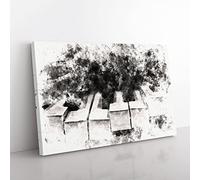 Broken Piano Keys Abstract Watercolour Modern Canvas Wall Art Print Ready to Hang, Framed Picture for Living Room Bedroom Home Office Décor, 60x40 cm (24x16 Inch)