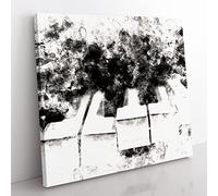 Broken Piano Keys Abstract Watercolour Modern Canvas Wall Art Print Ready to Hang, Framed Picture for Living Room Bedroom Home Office Décor, 50x50 cm (20x20 Inch)