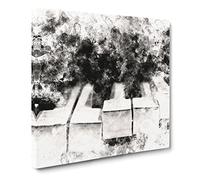 Broken Piano Keys Abstract Watercolour Modern Canvas Wall Art Print Ready to Hang, Framed Picture for Living Room Bedroom Home Office Décor, 20x20 Inch (50x50 cm)