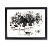 Broken Piano Keys Abstract Watercolour Modern Framed Print | A4 Black Framed Wall Art | Ready to Hang | Abstract Music Picture | Living Room Bedroom Lounge Office