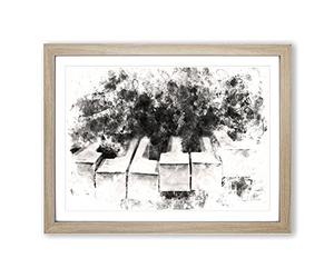 Broken Piano Keys Abstract Watercolour Modern Framed Print | A4 Oak Framed Wall Art | Ready to Hang | Abstract Music Picture | Living Room Bedroom Lounge Office