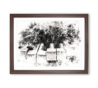 Broken Piano Keys Abstract Watercolour Modern Framed Wall Art Print, Ready to Hang Picture for Living Room Bedroom Home Office Décor, Walnut A2 (64 x 46 cm)