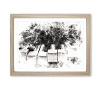 Broken Piano Keys Abstract Watercolour Modern Framed Wall Art Print, Ready to Hang Picture for Living Room Bedroom Home Office Décor, Oak A4 (34 x 25 cm)