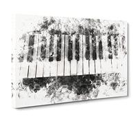 Broken Piano Keys Watercolour Canvas Print | Gallery Wrapped 30mm Frame Wall Art | 20x14 inches | Ready to Hang | Modern Music Picture | Living Room Bedroom Lounge Office