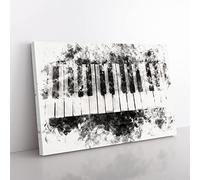 Broken Piano Keys Watercolour Modern Canvas Wall Art Print Ready to Hang, Framed Picture for Living Room Bedroom Home Office Décor, 76x50 cm (30x20 Inch)