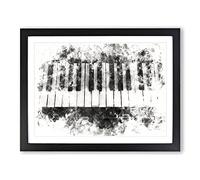 Broken Piano Keys Watercolour Modern Framed Print | A2 Black Framed Wall Art | Ready to Hang | Modern Music Picture | Living Room Bedroom Lounge Office