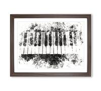 Broken Piano Keys Watercolour Modern Framed Print | A3 Walnut Framed Wall Art | Ready to Hang | Modern Music Picture | Living Room Bedroom Lounge Office