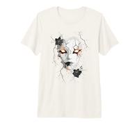 Broken Porcelain Mask with Flowers - Gothic Premium T-Shirt