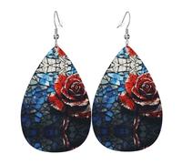 Broken Red Rose Pattern teardrop earrings, fashionable earrings suitable for work/dating/vacation