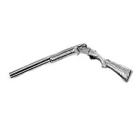 Broken Shotgun Pin Badge/Brooch (English Silver Pewter in gift pouch)