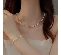 Broken silver natural millet pearl necklace female clavicle chain sweater Baroque rice light luxury