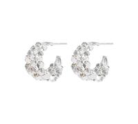 Broken Silver Texture C- shaped Earring Women's Light Luxury High-end Niche Design Elegant All-match Silver Earrings
