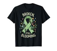 Broken Still Blooming Mental Health Awareness Green Ribbon T-Shirt