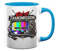 Broken Television with No Signal Ceramic Tea Coffee Mug Light Blue