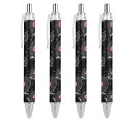 Broken Vinyl Record Retractable Roller Ballpoint Pens Blue Ink 0.5mm Fine Point Writing Pen Office Supplies 4 PCS AS PIC 2