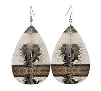 Broken Wall Elefant Leather Earring For Women Teardrop Pierced Leather Earrings Set Birthday Xmas Jewelry Gifts For Women