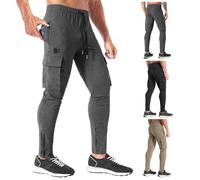BROKIG Mens Cargo Gym Jogger Casual Work Trousers Slim Sweatpants | Stretch Cargo Pants, Elasticated Waist Tracksuit Bottoms, Tapered Sports Trousers with Big Pockets, Drawstring, Uncuffed