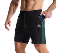 BROKIG Men's Cool Gym Shorts Tennis Running Training Sports S Black