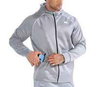 BROKIG Mens Gym Hoodies Running Sports Coat Casual Jackets L Light Grey