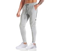 BROKIG Mens Lightweight Gym Tracksuit Bottoms, Dry Fit Running Joggers Trousers Workout Pants with Zip Pocket for Men (Light Gray,XL)