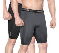 BROKIG Mens Stable Gym Compression Shorts, Lightweight Performance Base Layer Short Quick Dry Tight Sports Underwear (X-Large, Black+Dark Grey)