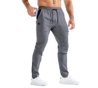 BROKIG Mens Zero Armor Gym Jogger Bottoms,Casual Sport Workout Trousers Training Running Track Pants with Zipper Pockets(Large,Dark Grey)
