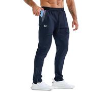 BROKIG Mens Zero Armor Gym Jogger Bottoms,Casual Sport Workout Trousers Training Running Track Pants with Zipper Pockets(Medium,Navy Blue)