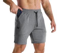 BROKIG Mens Zero Armor Gym Shorts, Casual Sports Running Workout Training Shorts with Zip Pockets(Large,Dark Grey)