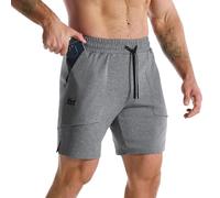BROKIG Mens Zero Armor Gym Shorts, Casual Sports Running Workout Training Shorts with Zip Pockets(Medium,Dark Grey)
