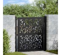 Brokky 4100959 Garden Gate Black 105x106 cm Steel Leaf Design Garden Gates High galvanised wrought iron metal swing gate
