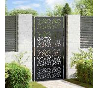Brokky 4100962 Garden Gate Black 105x180 cm Steel Leaf Design Garden Gates High galvanised wrought iron metal swing gate