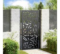 Brokky 4100992 Garden Gate Black 105x180 cm Steel Flame Design Garden Gates High galvanised wrought iron metal swing gate