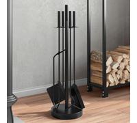 Brokky 5 Piece Fireplace Tool Set 18x66 cm Steel-Fireside Companion Set - Indoor Fireplace Wood Burner Accessories Tools Metal Iron Poker Brush Shovel