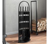 Brokky 5 Piece Fireplace Tool Set 23x15x66 cm Steel-Fireside Companion Set - Indoor Fireplace Wood Burner Accessories Tools Metal Iron Poker Brush Shovel