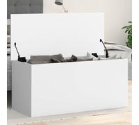 Brokky 840660 Storage Box White 100x42x46 cm Engineered Wood Wooden Chipboard Storage Box Chest with Lid Home Office Organiser